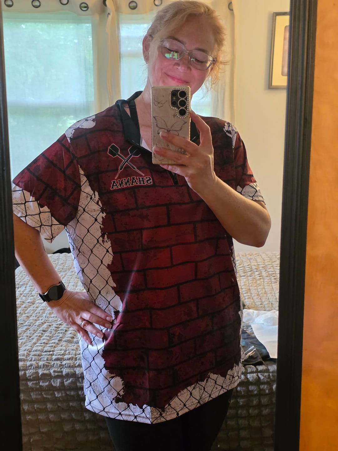 Customer photo review of Maxcorners Brick-Wall Fierce Bulldog Men's Darts Team Shirt - Personalized Name For Players LM1506