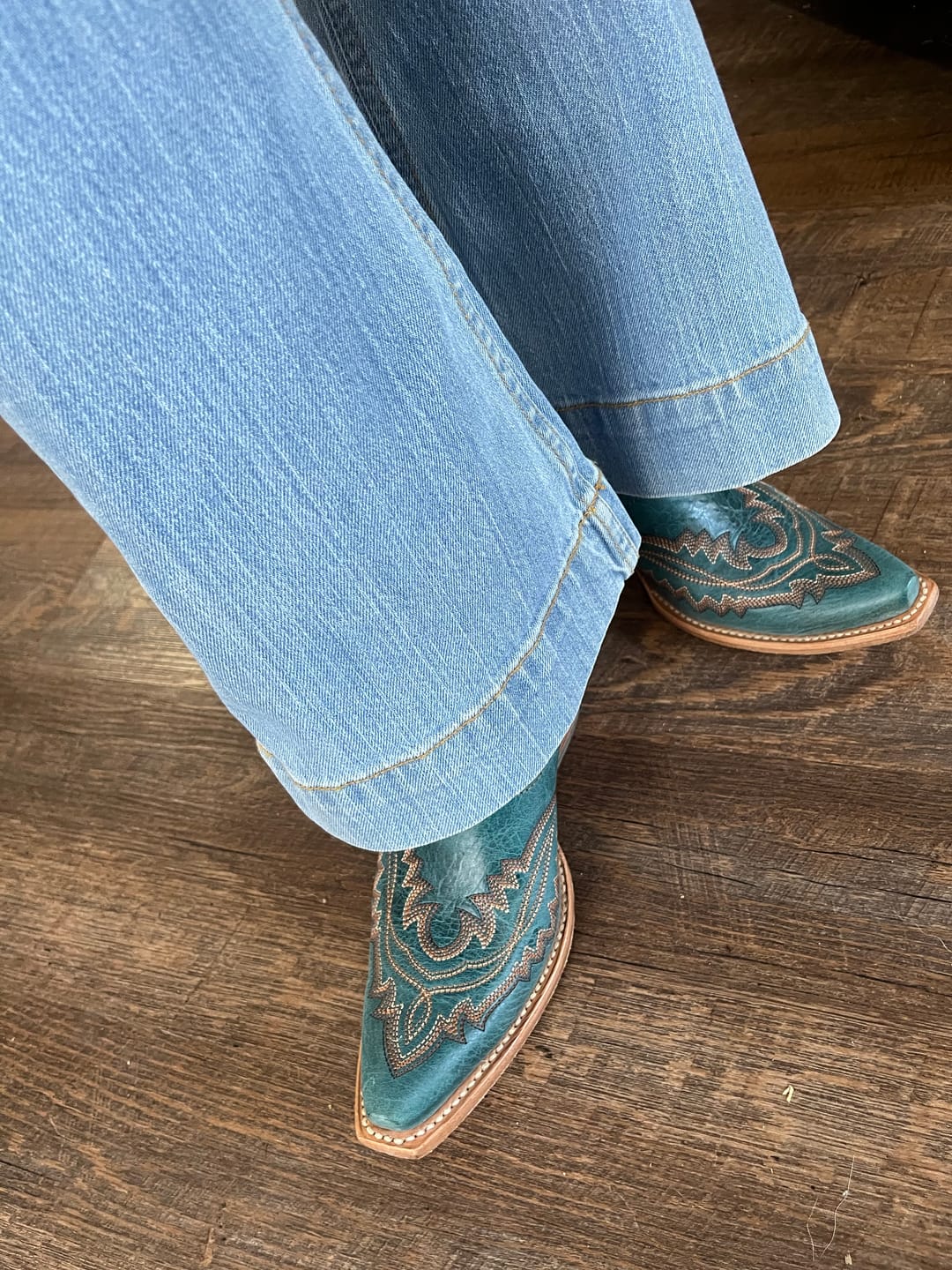 Customer photo review of Kimes Ranch Light Wash Jennifer Trouser Jeans