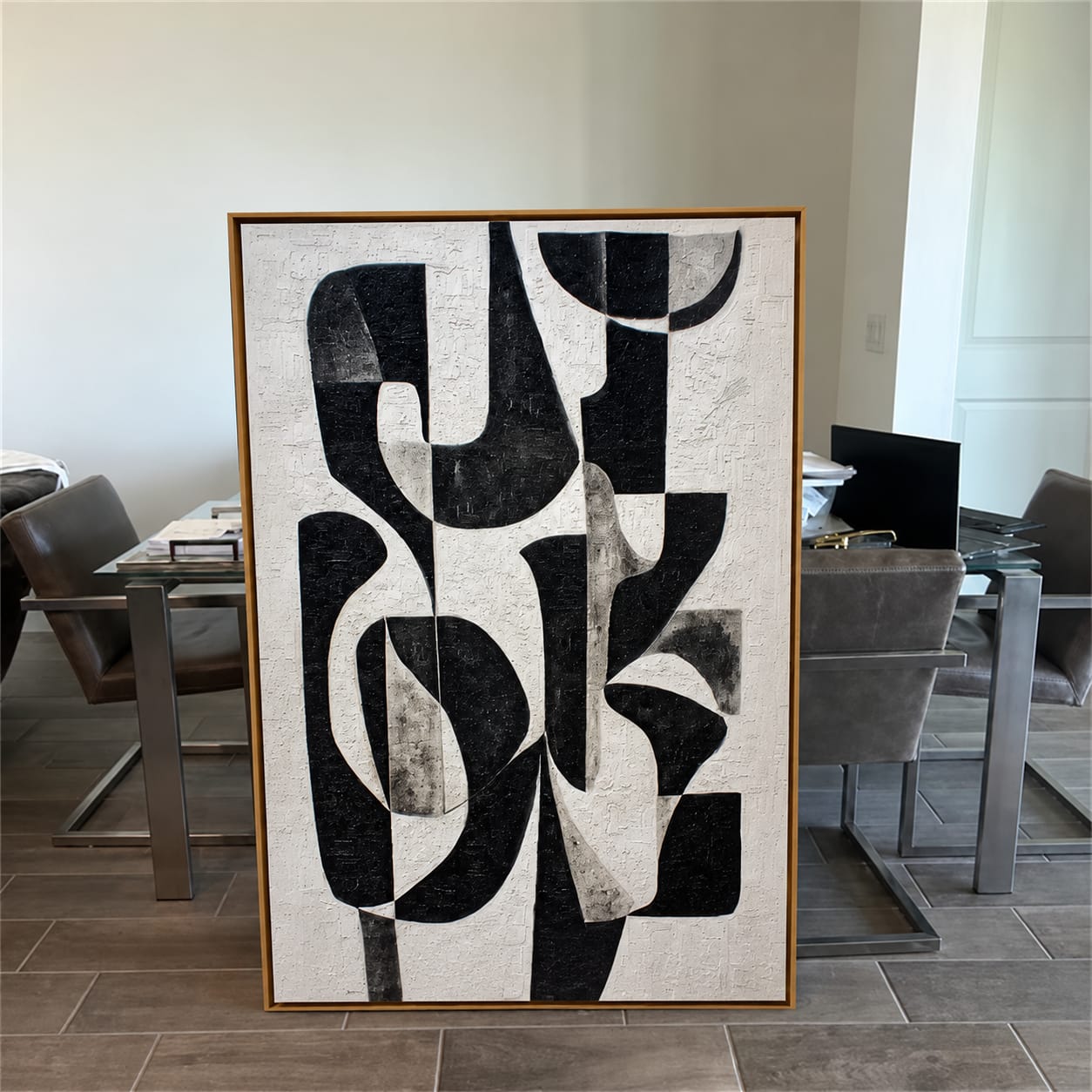 Customer photo review of Graphic Rhythm-Black White Abstract Painting