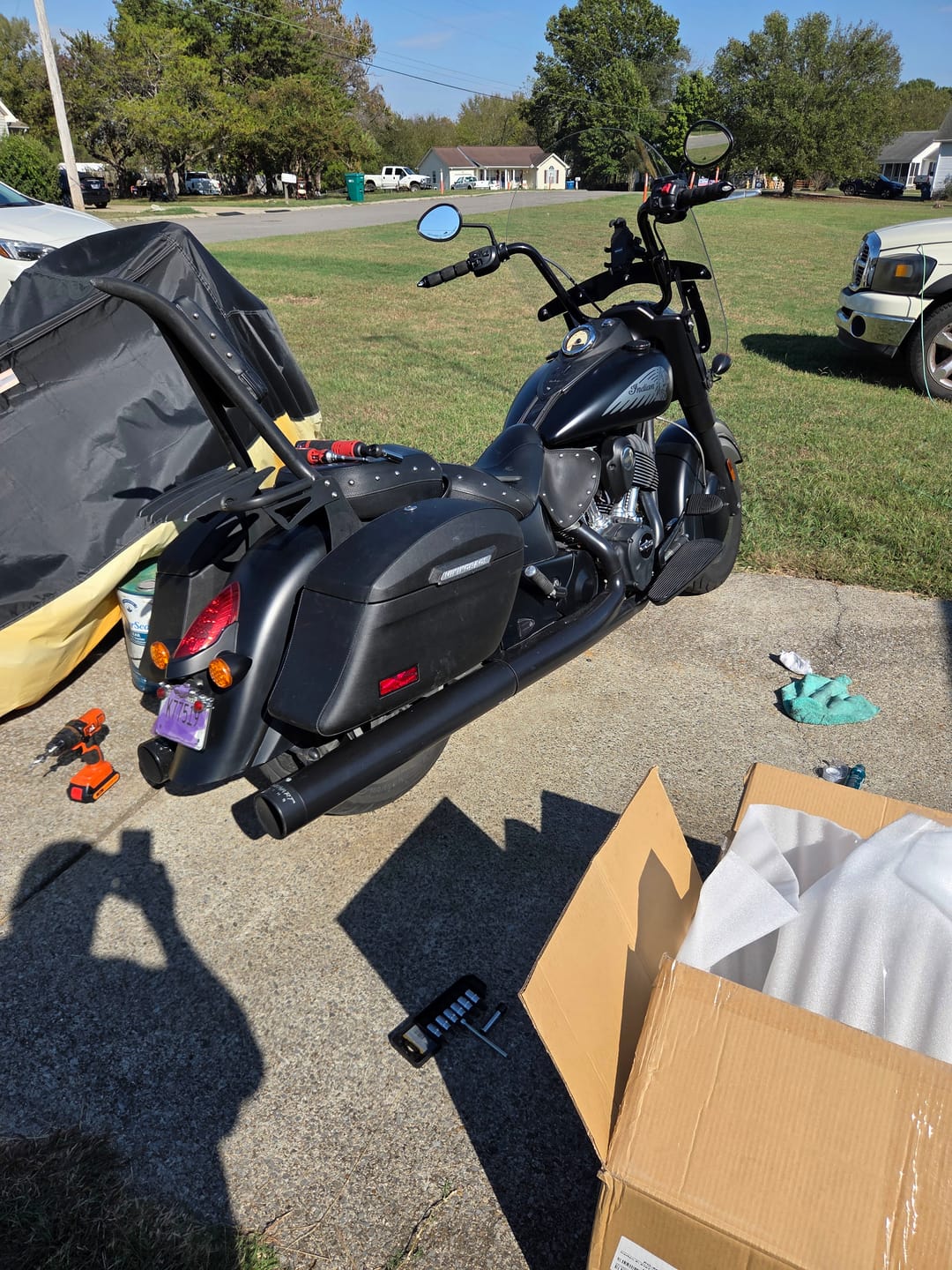 Customer photo review of 44L - Lamellar Stallion Extra Large Indian Chief Darkhorse Leather Covered Motorcycle Hard Saddlebags