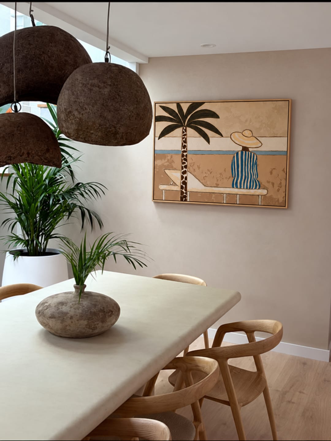 Customer photo review of Seaside Pause-Striped Woman Beach Painting