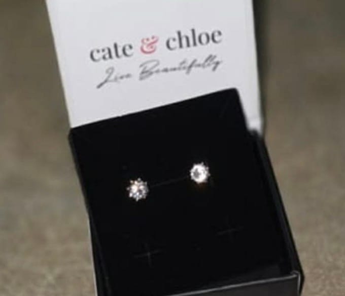 Customer photo review of Eden 18k White Gold Plated Crystal Stud Earrings with Swarovski Crystals