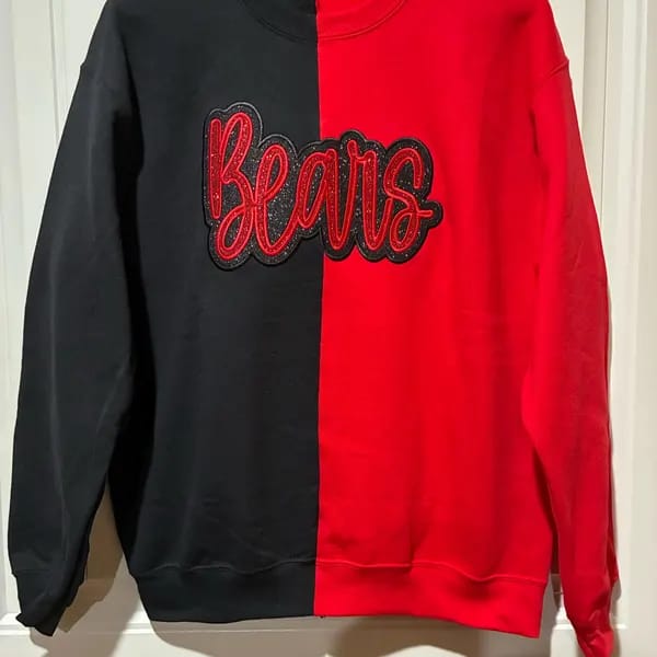 Customer photo review of Custom Glitter Team Mascot Two Tone Embroidered Sweatshirt For Game Day | Gifts for Sports Mom