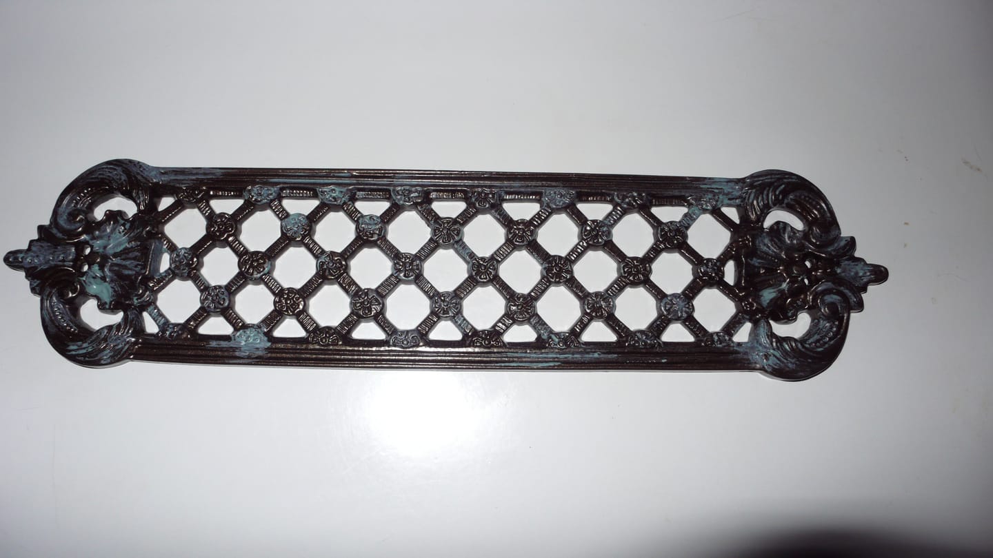 Customer photo review of Cast Iron Lattice Door Push Plate Antique Black