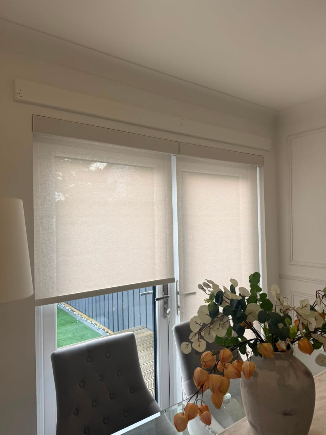 Customer photo review of Burlap Screen View Light Filtering Roller Shades