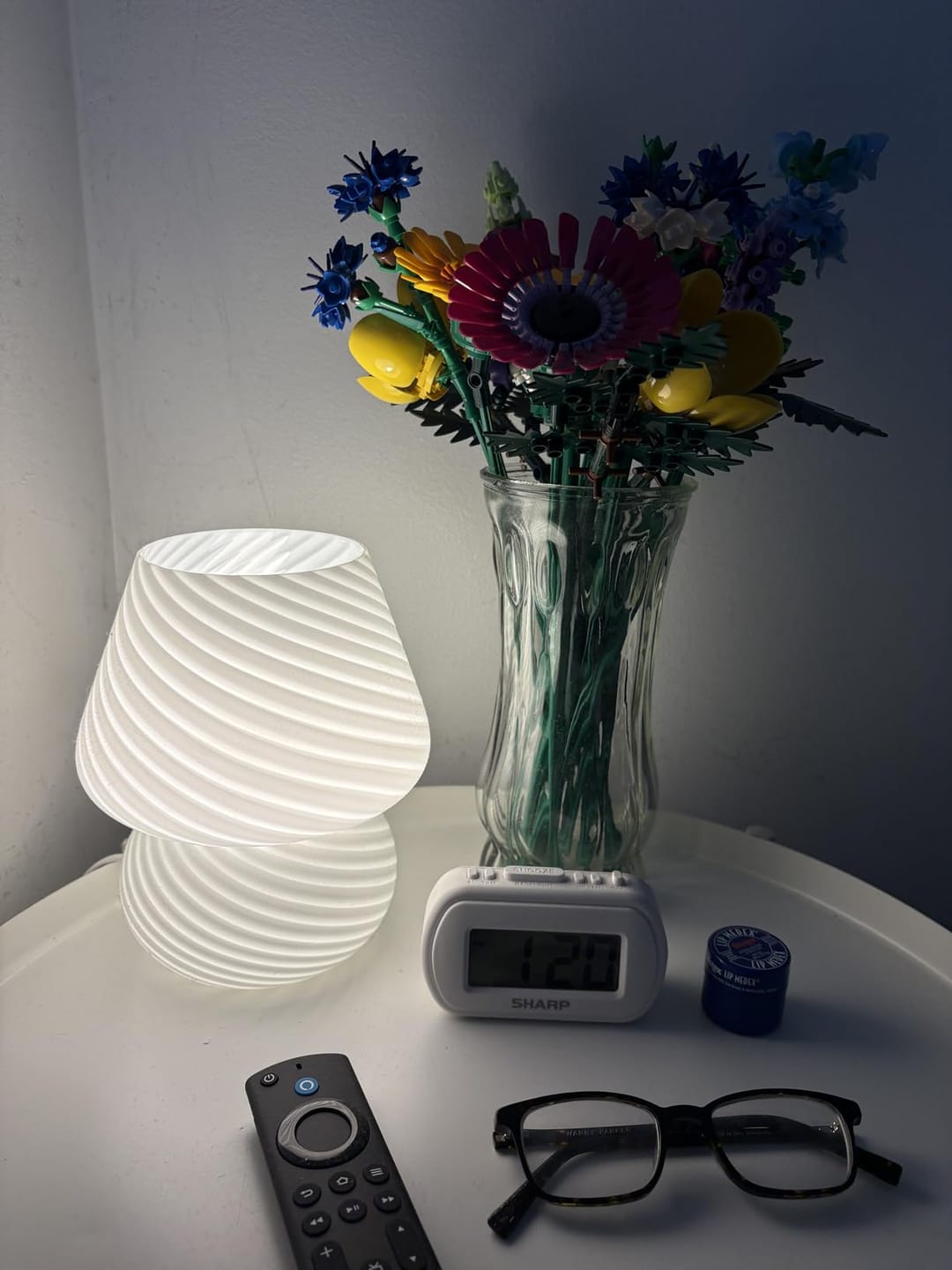 Customer photo review of Murano-Style Glass Table Lamp | Stepless Touch Dimming, USB Powered | 7 in Tall Accent Lamp, 3 Colors
