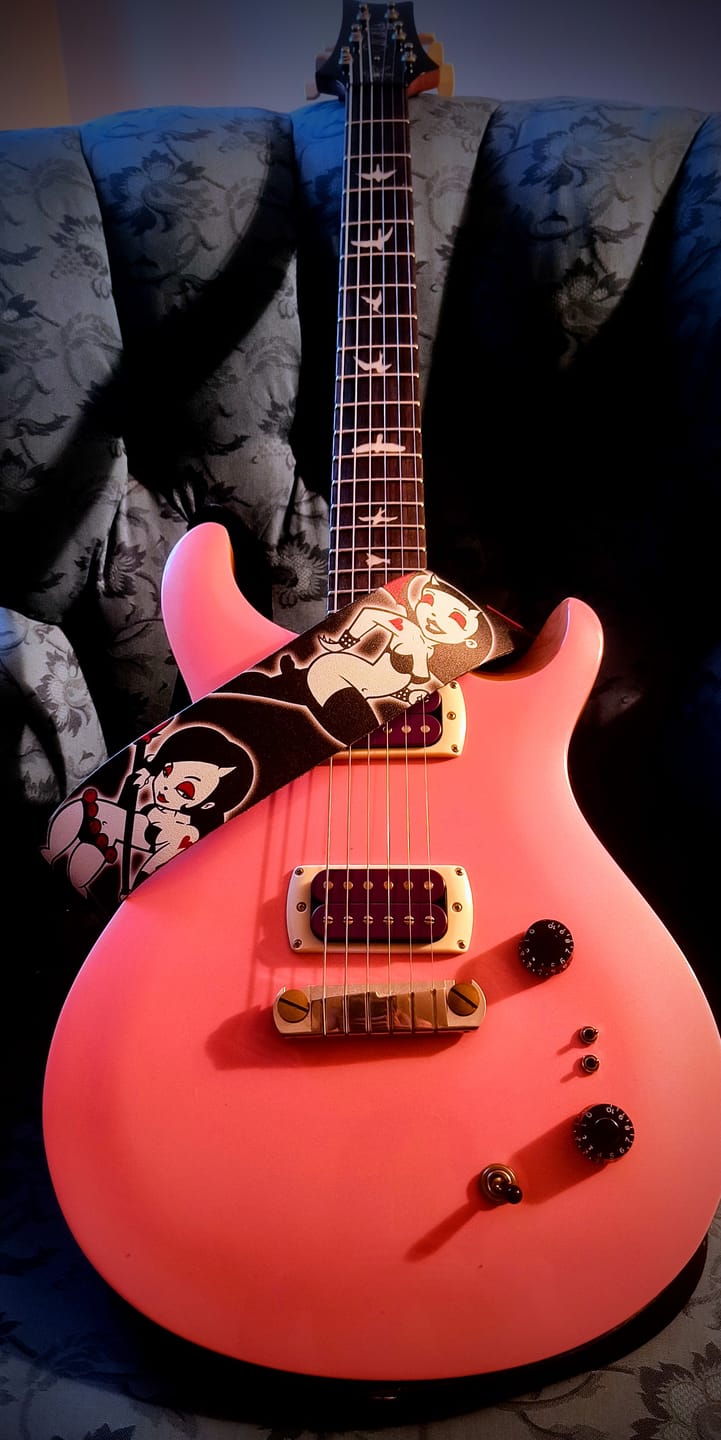 Customer photo review of DAVID BOLLT PRINTED LEATHER GUITAR STRAP