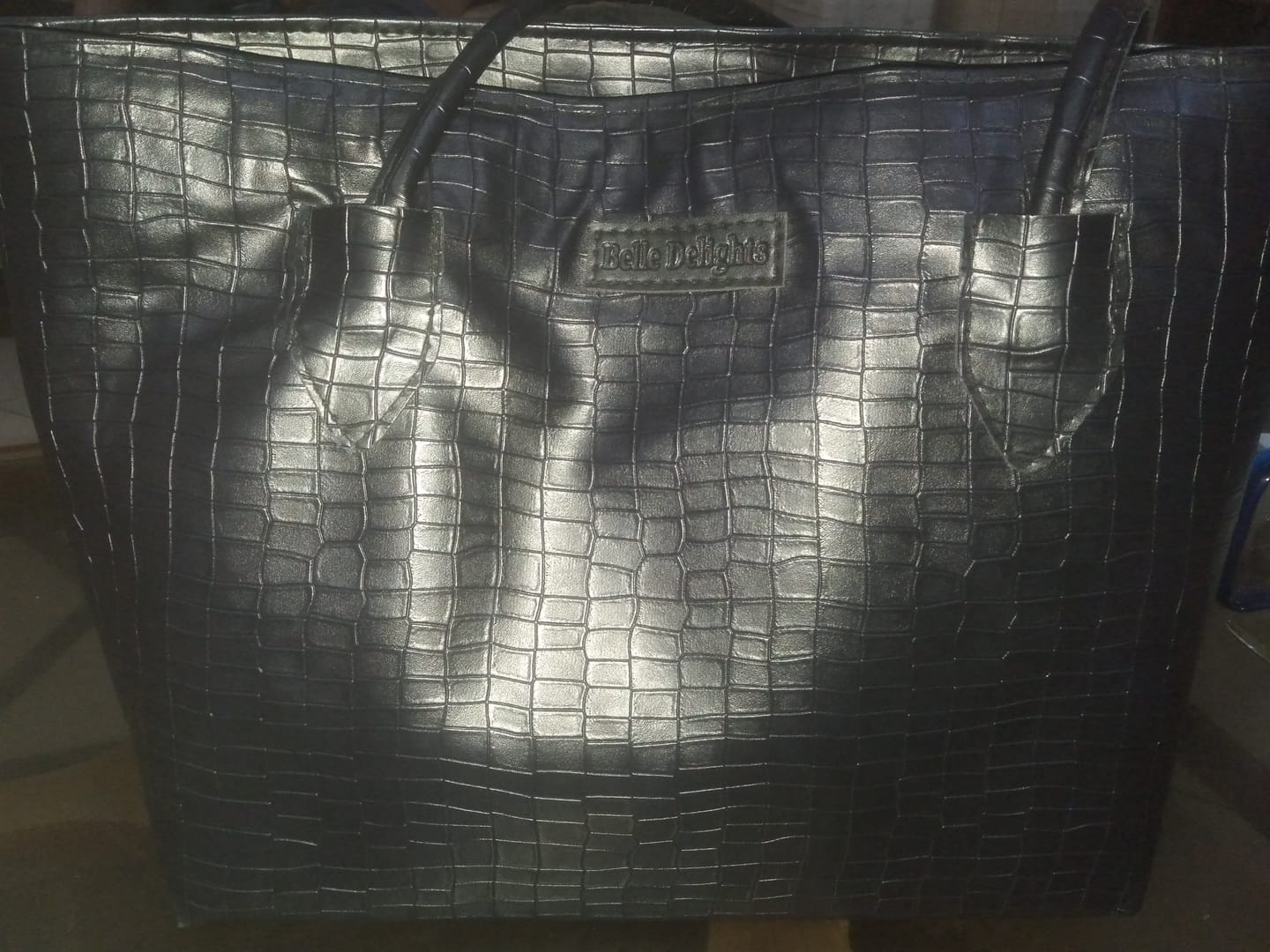 Customer photo review of Black Belle Croc Tote Bag