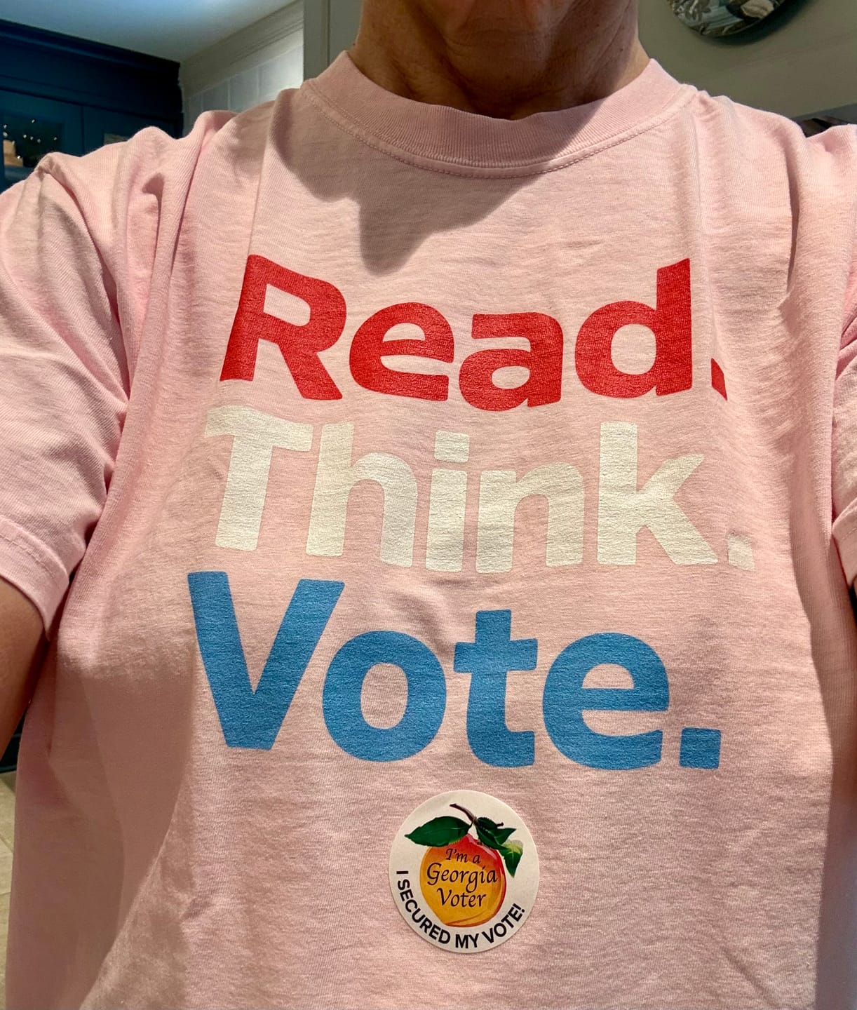 Customer photo review of Read Think Vote T-Shirt