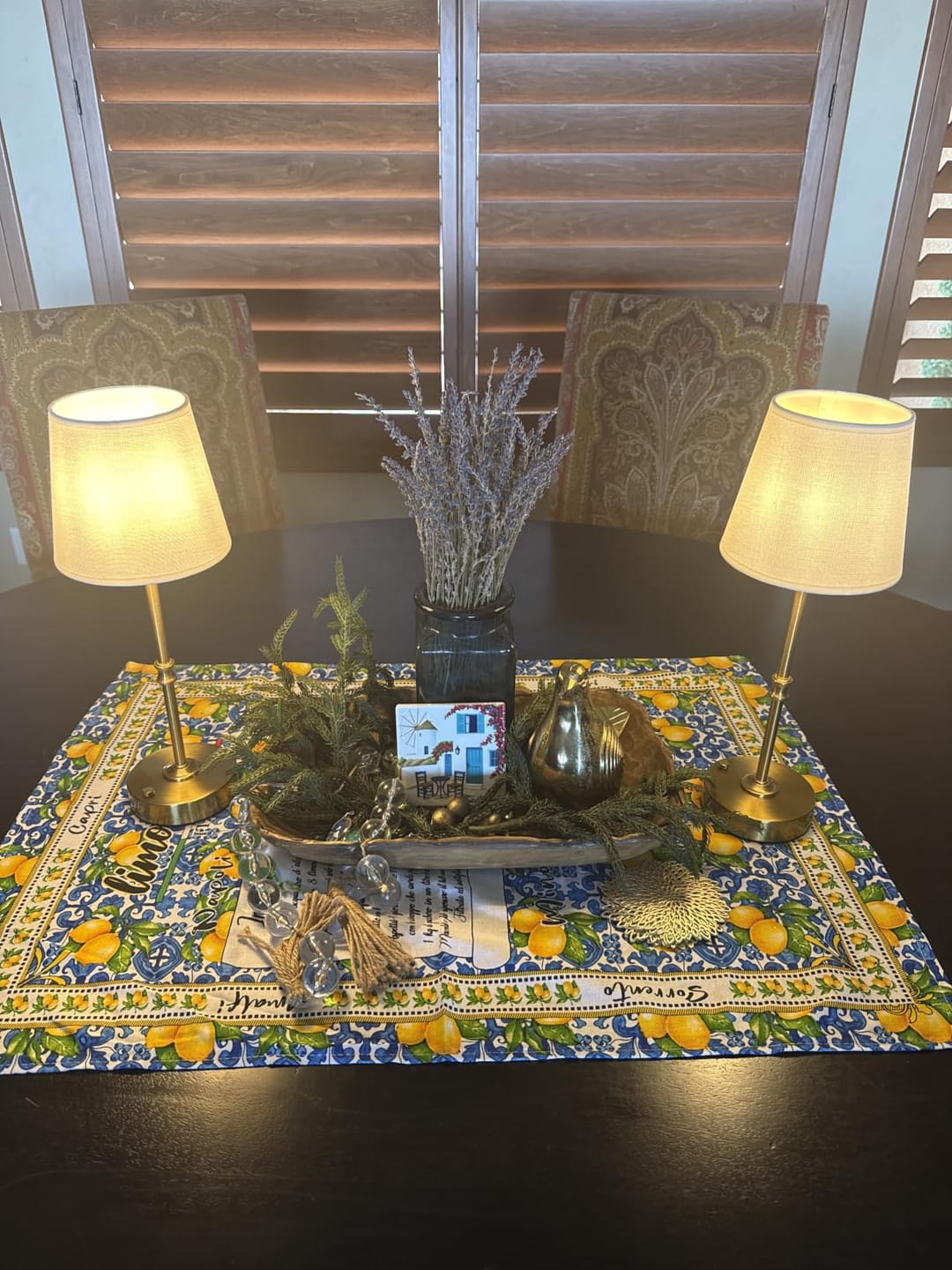 Customer photo review of Cordless Table Lamp | Brushed Metal with Fabric Shade, Touch Dimming | 14.8 in Rechargeable, Black or Gold