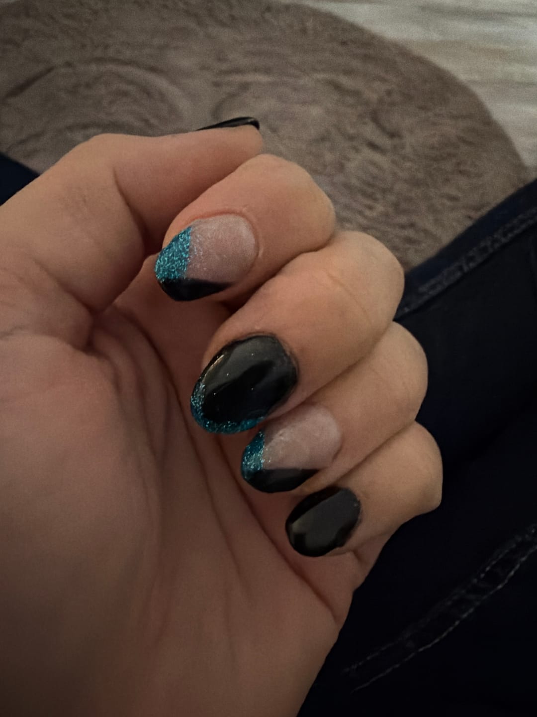 Customer photo review of Haze Blue Dipping Powder