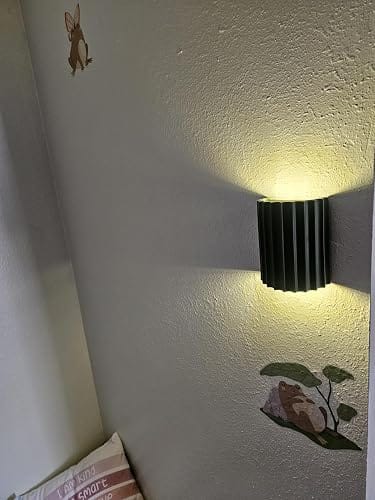 Customer photo review of Resin Wall Sconce | Ribbed Nordic Design, Takes E27 Bulb | 6.5 in Ambient Wall Light in 4 Colors