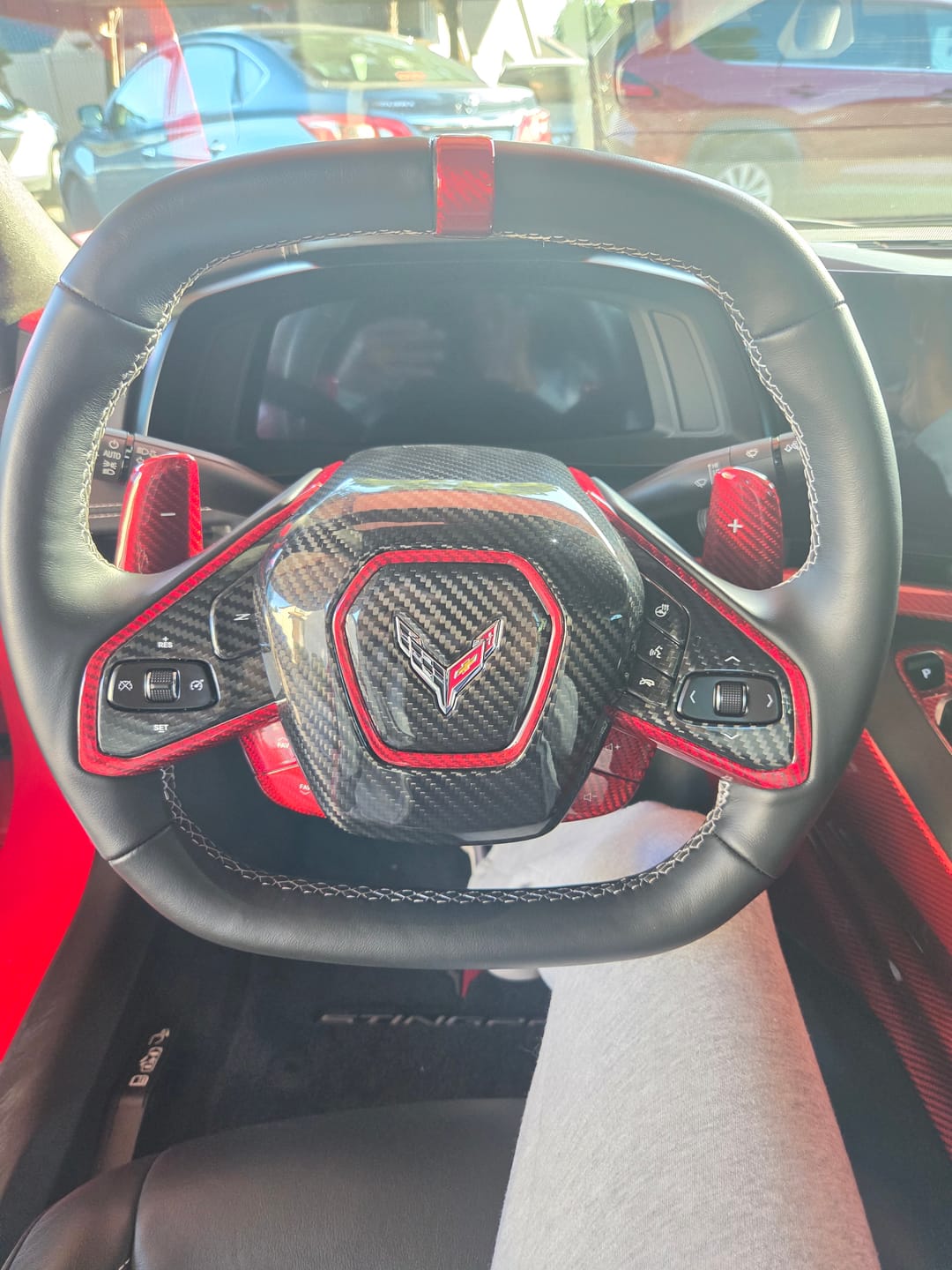 Customer photo review of C8 Corvette Real Carbon Fiber Steering Wheel Airbag Cover | Interior Upgrade (2020–2027)
