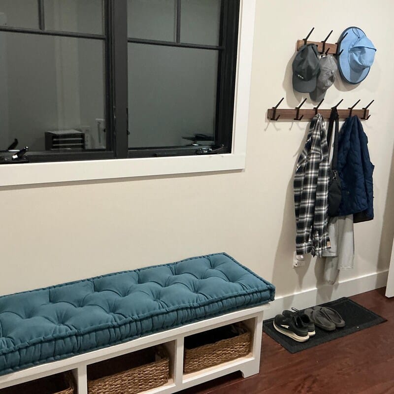 Customer photo review of Wall Coat Rack 5 Hooks | Rubberwood & Aluminum, Adjustable Spacing | 15.7 in Entryway & Hallway Rack