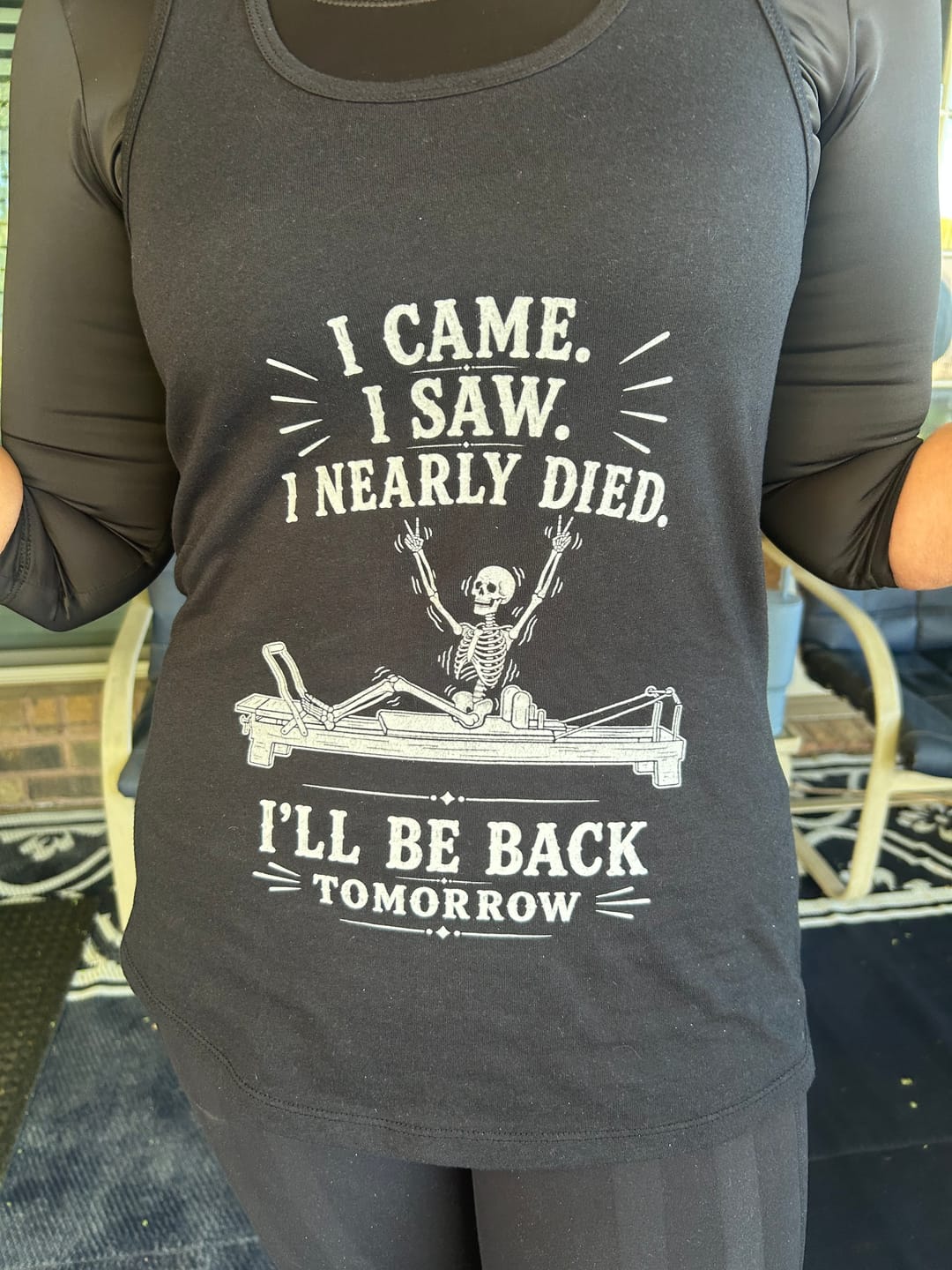 Customer photo review of I Nearly Died Tank Top