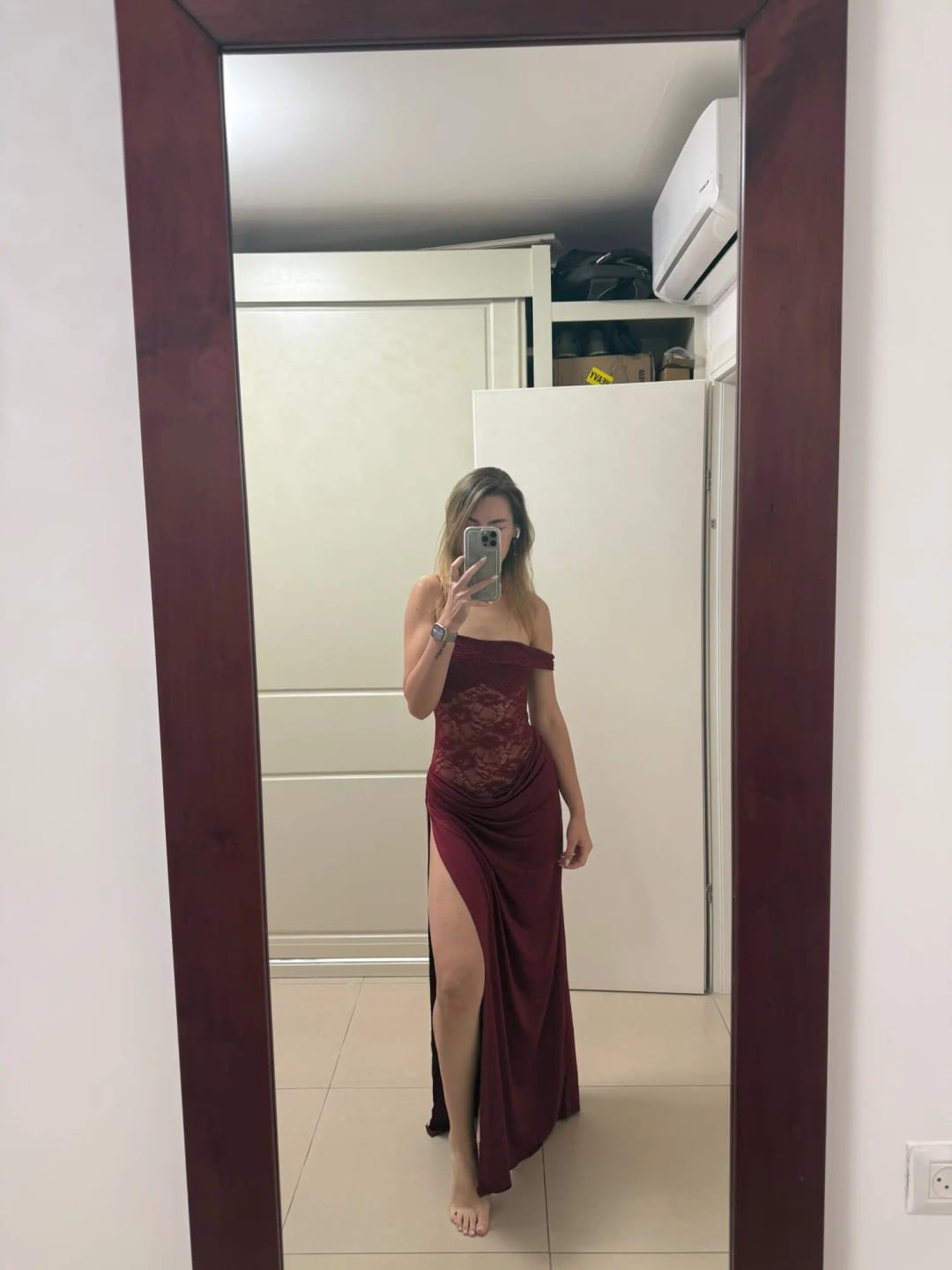Customer photo review of Vivienne Lace Maxi Dress
