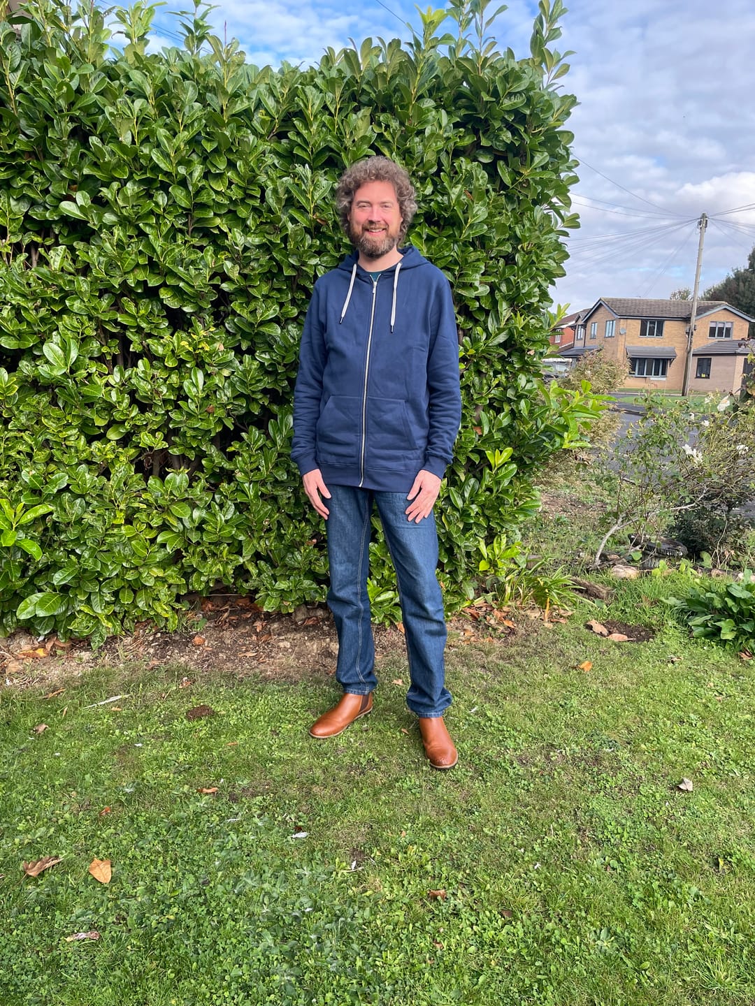 Customer photo review of Organic Tall Slim Zip Hoodie (Midnight Blue)