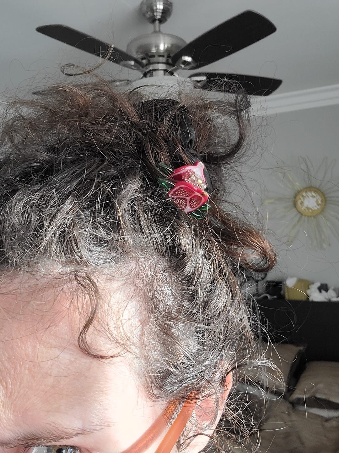 Customer photo review of Mini Pomegranate Hair Claw Clip