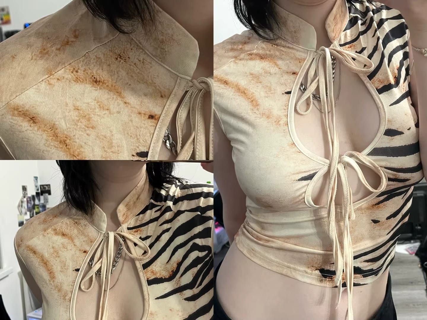 Customer photo review of Naïa Animal Print Cut-Out Top