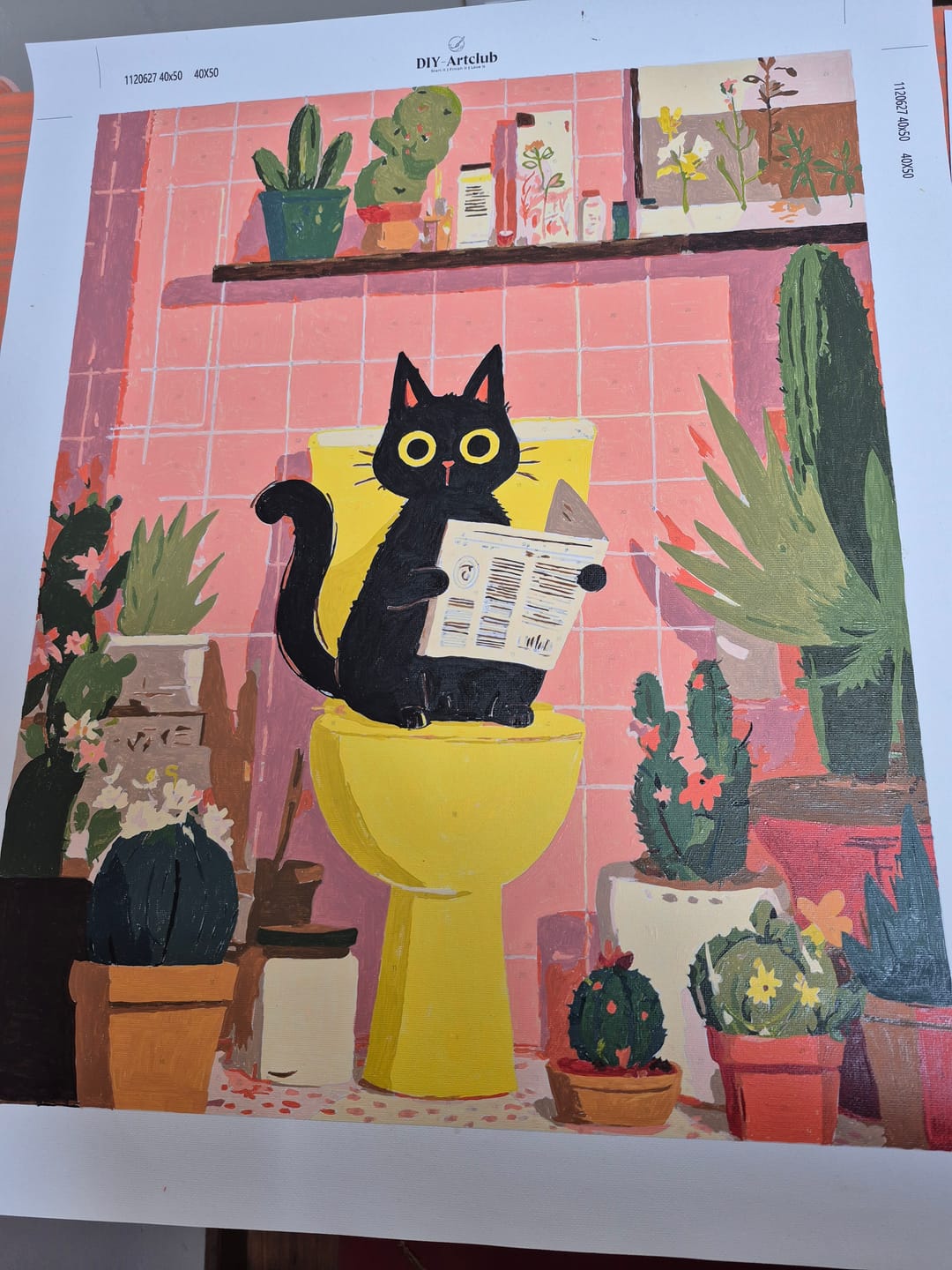 Customer photo review of The black cat on the toilet | Paint by Number