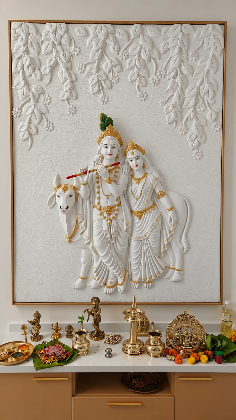 Customer photo review of DA-91 Shri Krishna, Radha & Cow Wall Sculpture 6x4.5ft