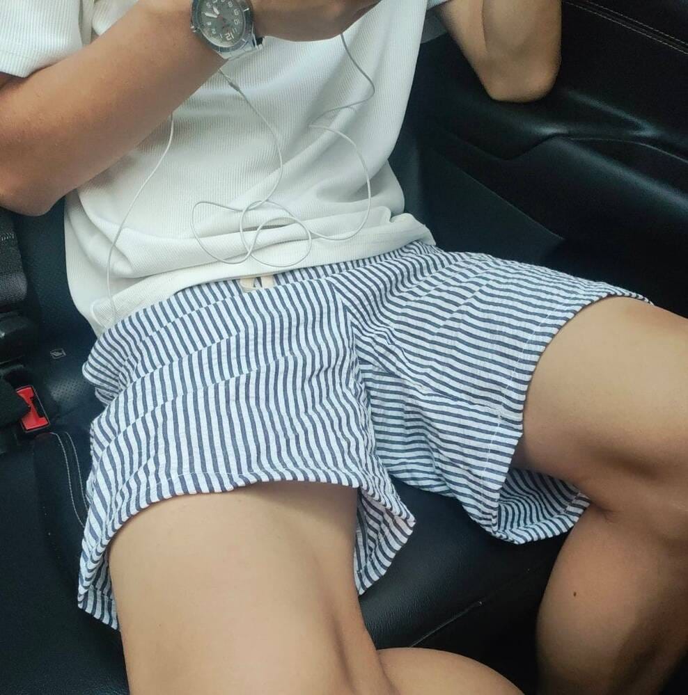 Customer photo review of Men's Striped Swim Shorts