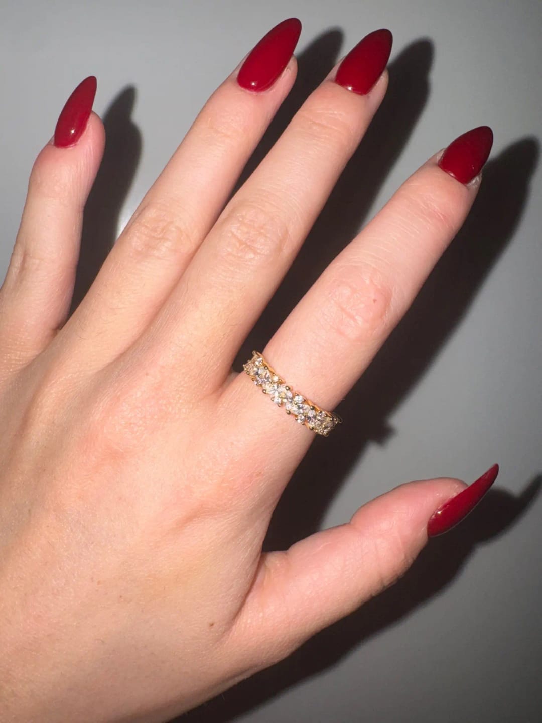 Customer photo review of Marquise & Round Cut Half Eternity Moissanite Band
