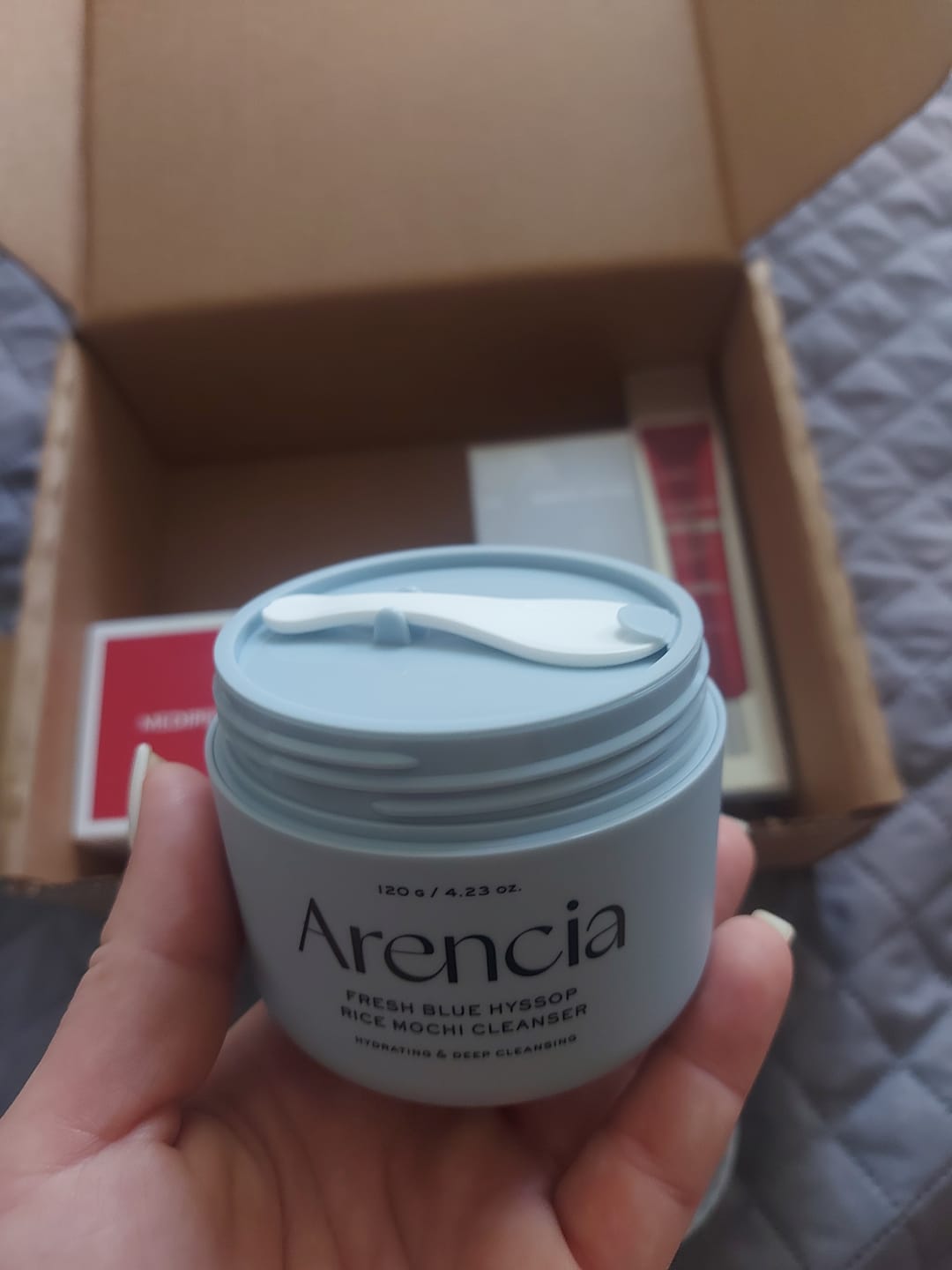 Customer photo review of Attīrošs līdzeklis ar mālu un izopa ekstraktu Arencia Fresh Blue Hyssop Rice Mochi Cleanser