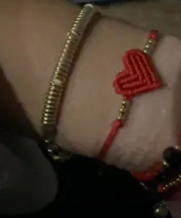 Customer photo review of Adjustable Red String Heart Bracelet, Handmade Woven Love Bracelet with Gold-Tone Beads, Matching Friendship Couple Bracelet for Women, Girls, Sisters & Best Friends