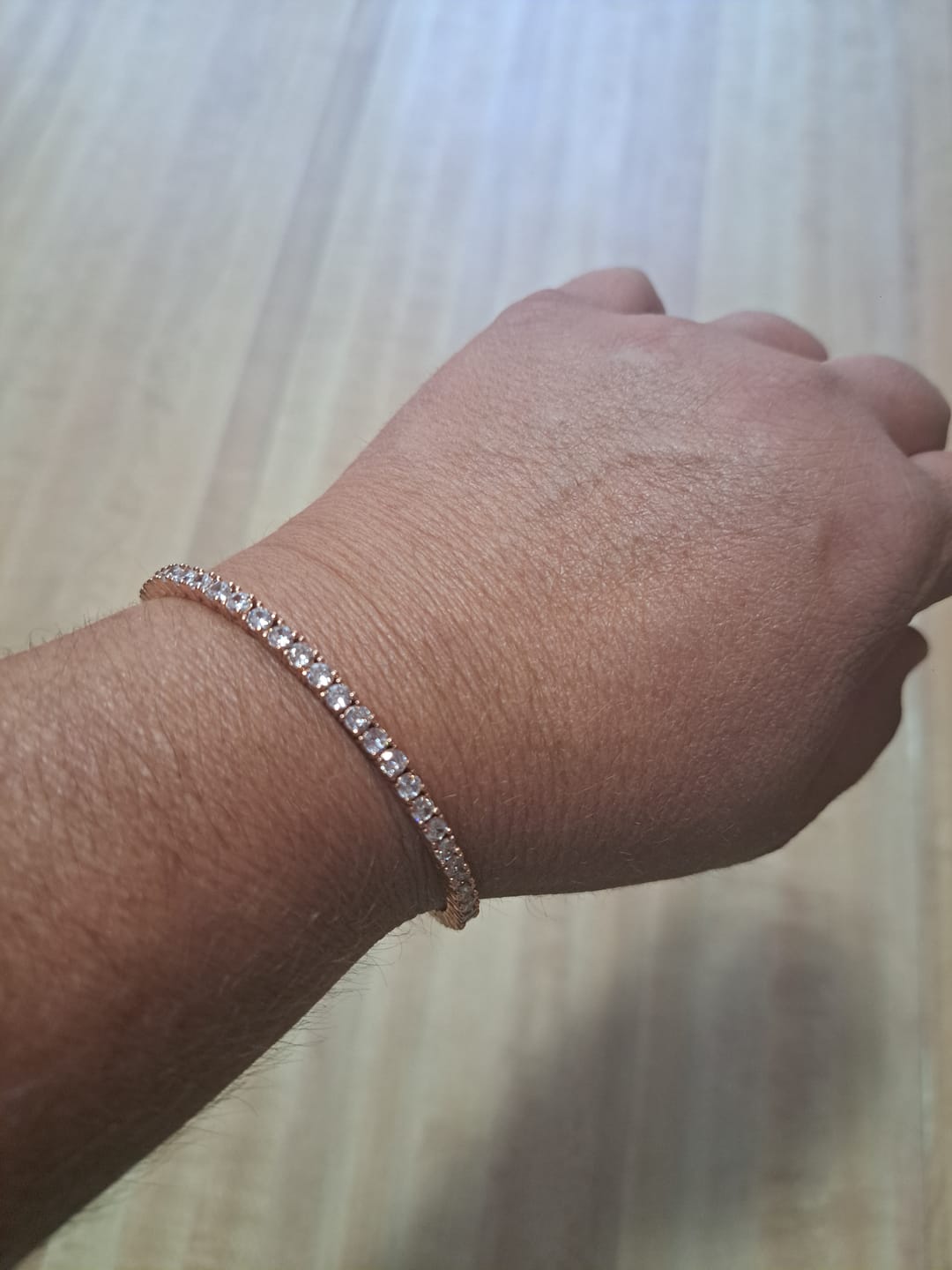 Customer photo review of Kaylee 18k White Gold Plated Tennis Bracelet with Simulated Diamond Crystals