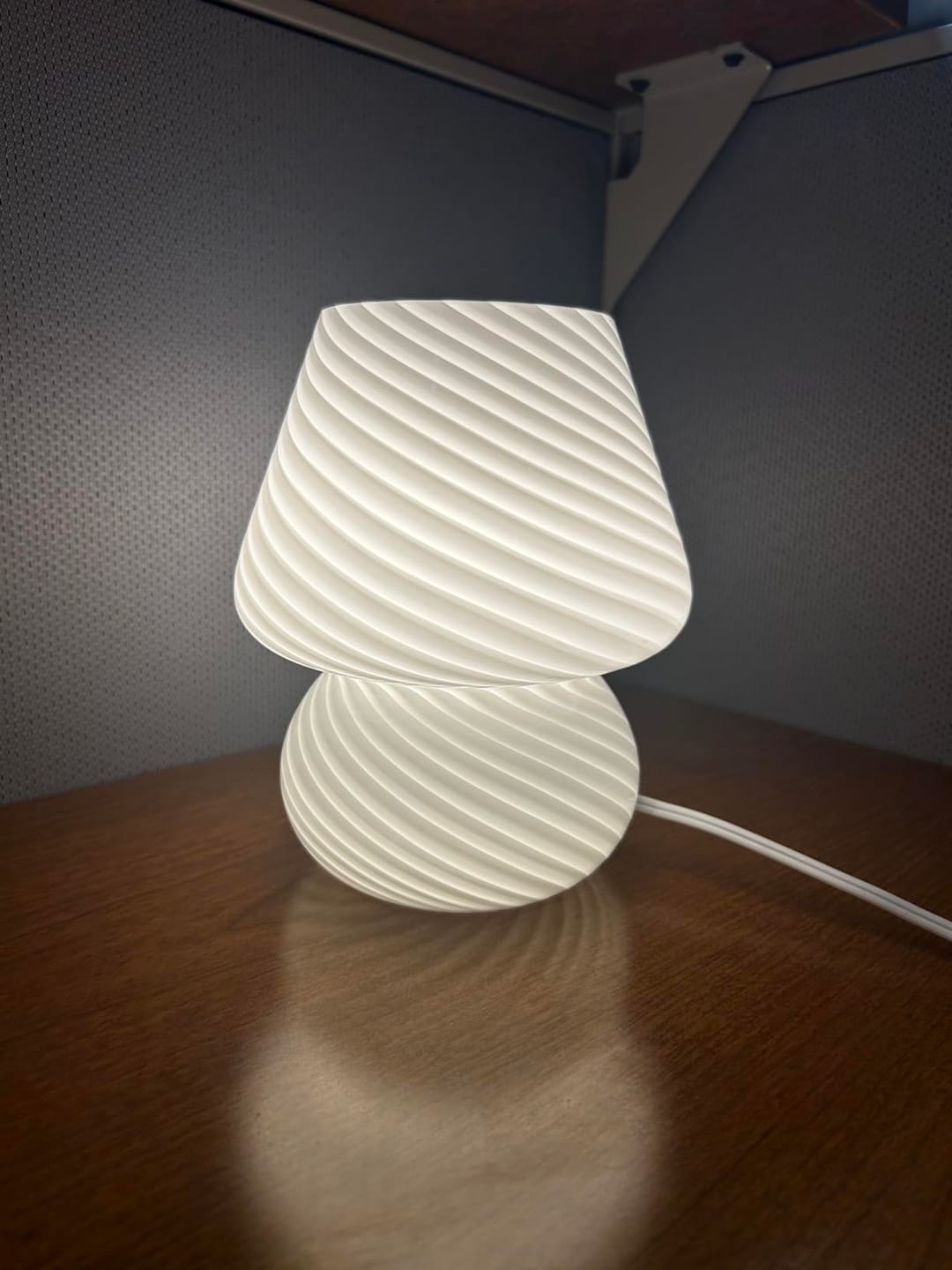 Customer photo review of Murano-Style Glass Table Lamp | Stepless Touch Dimming, USB Powered | 7 in Tall Accent Lamp, 3 Colors