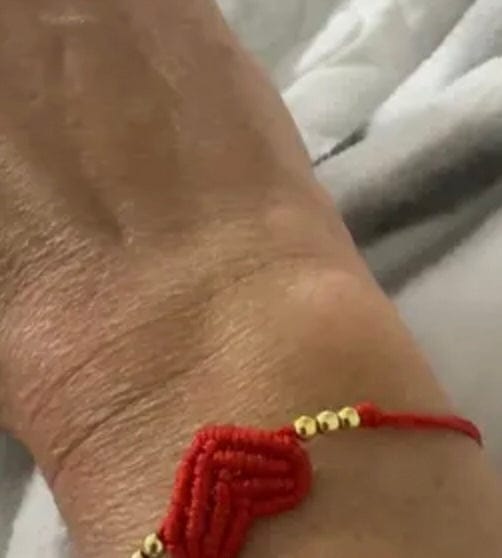 Customer photo review of Adjustable Red String Heart Bracelet, Handmade Woven Love Bracelet with Gold-Tone Beads, Matching Friendship Couple Bracelet for Women, Girls, Sisters & Best Friends