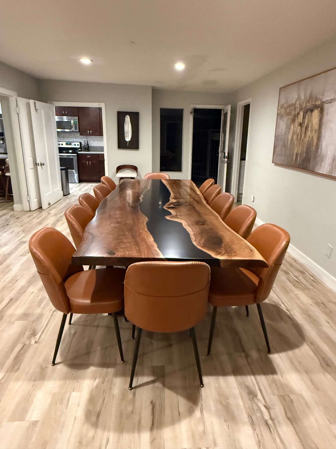 Customer photo review of Handcrafted Black Walnut Live Edge Epoxy River Dining Table - A53