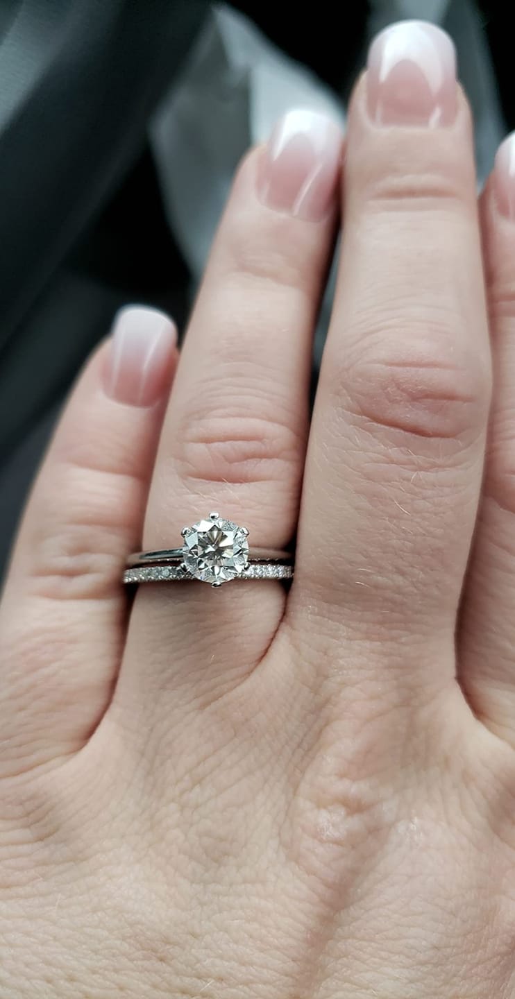 Customer photo review of Louily 0.5 Ct Round Cut Classic Full Eternity Thin Wedding Band For Women In Sterling Silver