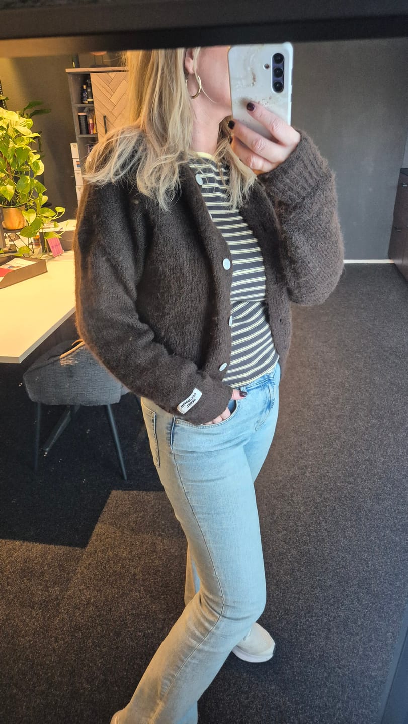 Customer photo review of Yara Knitted Cardigan | Brown