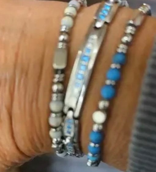 Customer photo review of 4mm Beaded Bracelet for Women & Men, Stainless Steel Pink Crystal, Obsidian, Tiger's Eye & Turquoise Friendship Anxiety Silver Bracelet