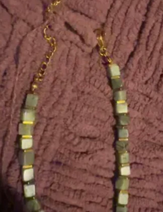 Customer photo review of Casual Aventurine Jade Square Bead Money Bracelet, Symbolizing Wealth & Prosperity, Handmade Natural Stone Skin-Friendly Jewelry for Daily Wear