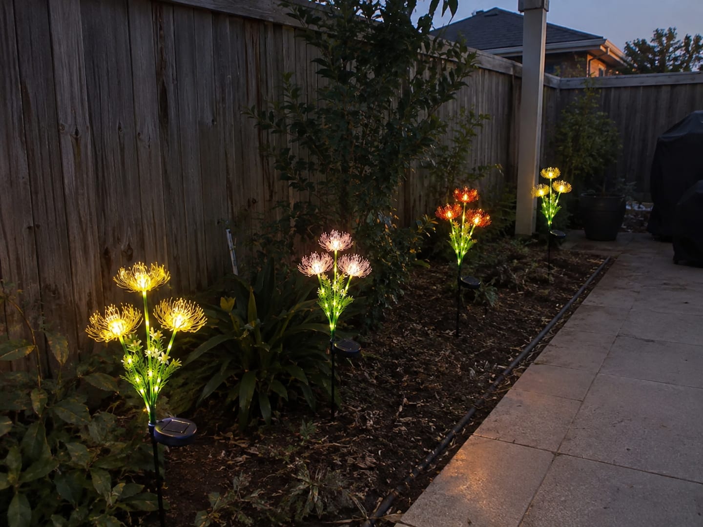Customer photo review of Solar Flower Stake Lights – Waterproof Spider Chrysanthemum Garden Stakes