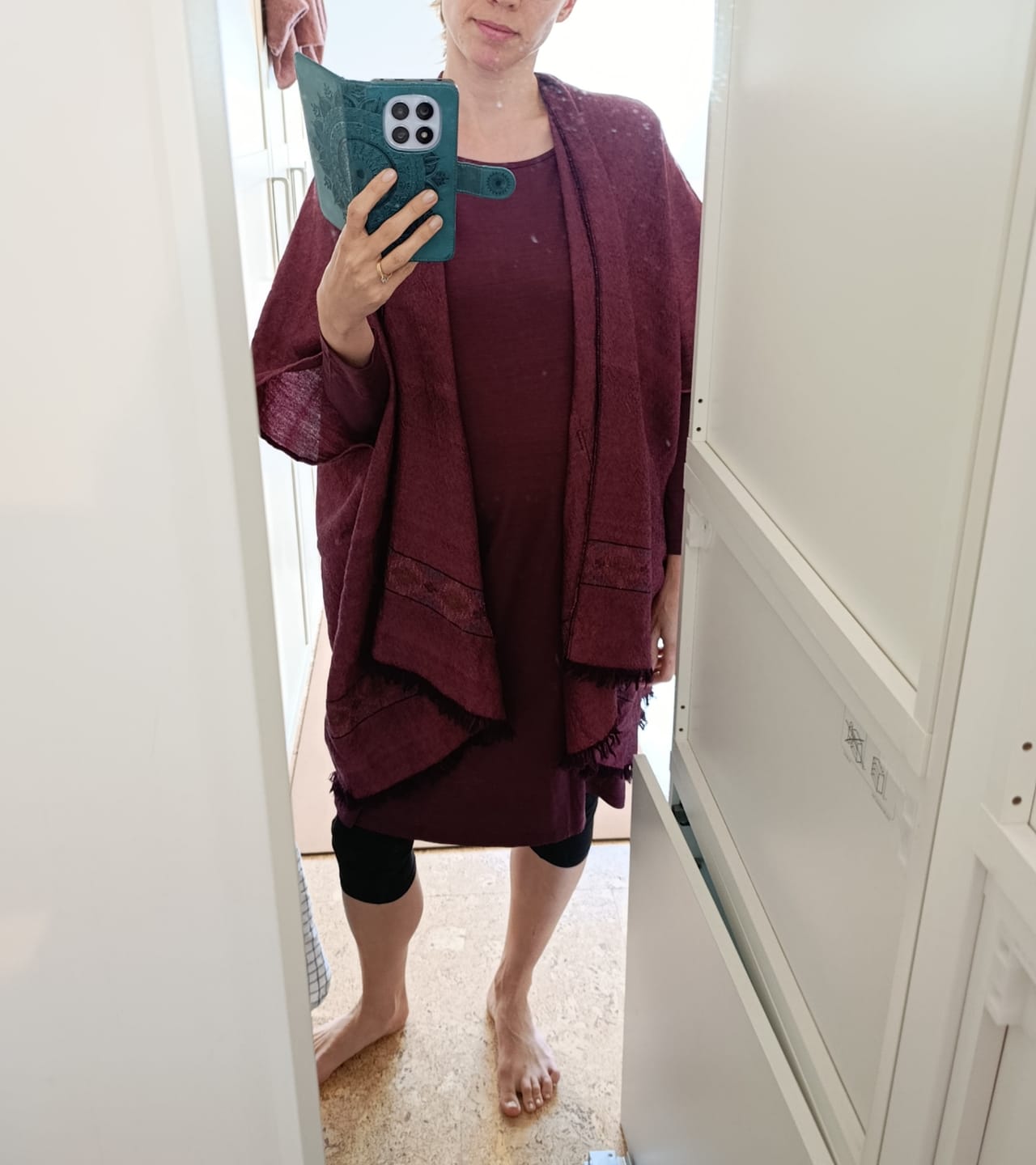 Customer photo review of NEW! Light Wool Poncho Trudi Rosehip