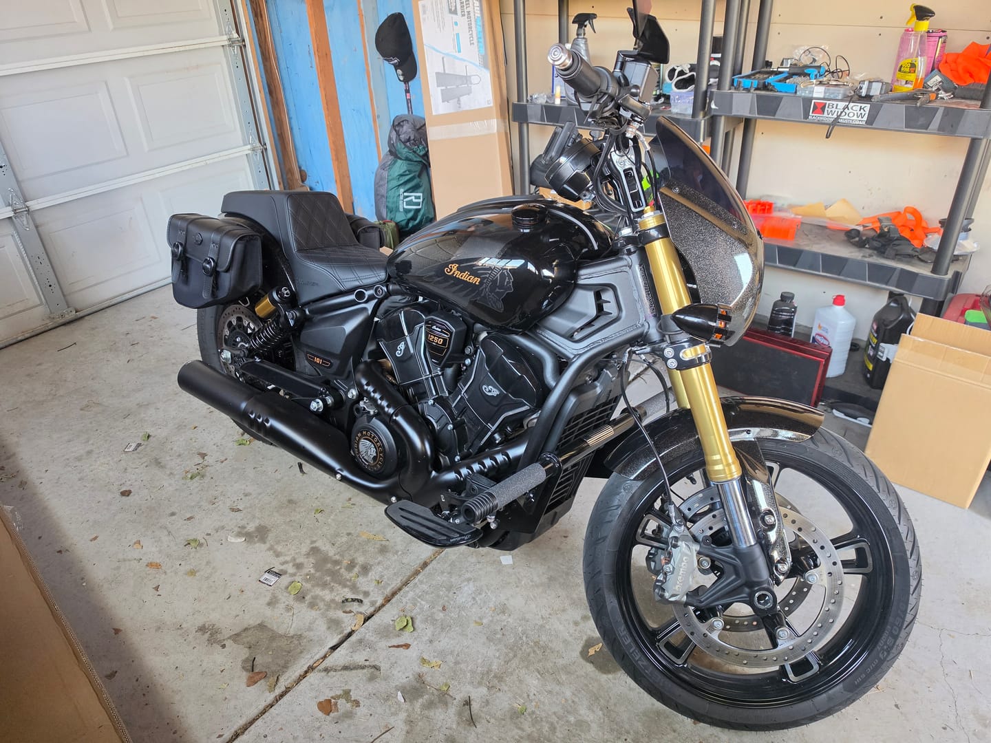 Customer photo review of 8L - Pony 2025+ Indian 101 Scout Leather Motorcycle Saddlebags