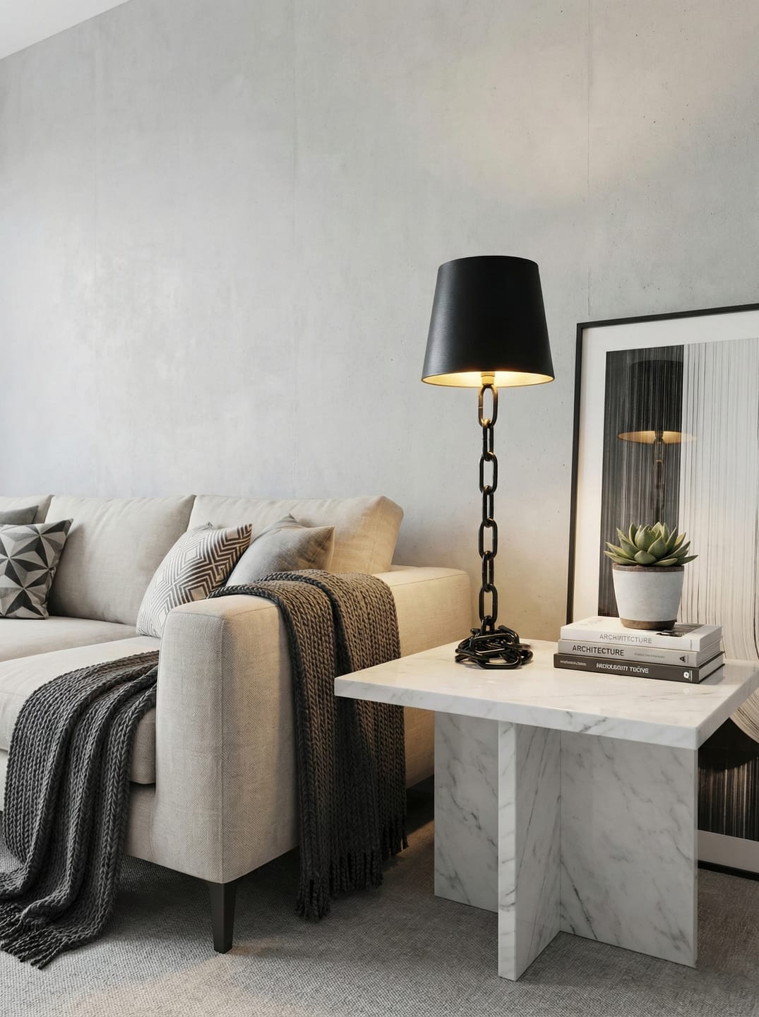 Customer photo review of Chain Link Table Lamp | Matte Black Metal with Touch Dimming | 16.1 in Rechargeable USB-C Cordless Lamp