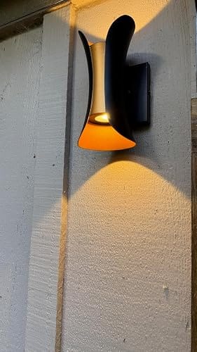 Customer photo review of Up Down Wall Light | Curved LED Aluminum & Glass Sconce, 4 Sizes | IP54 Weather-Resistant, Black or Gold