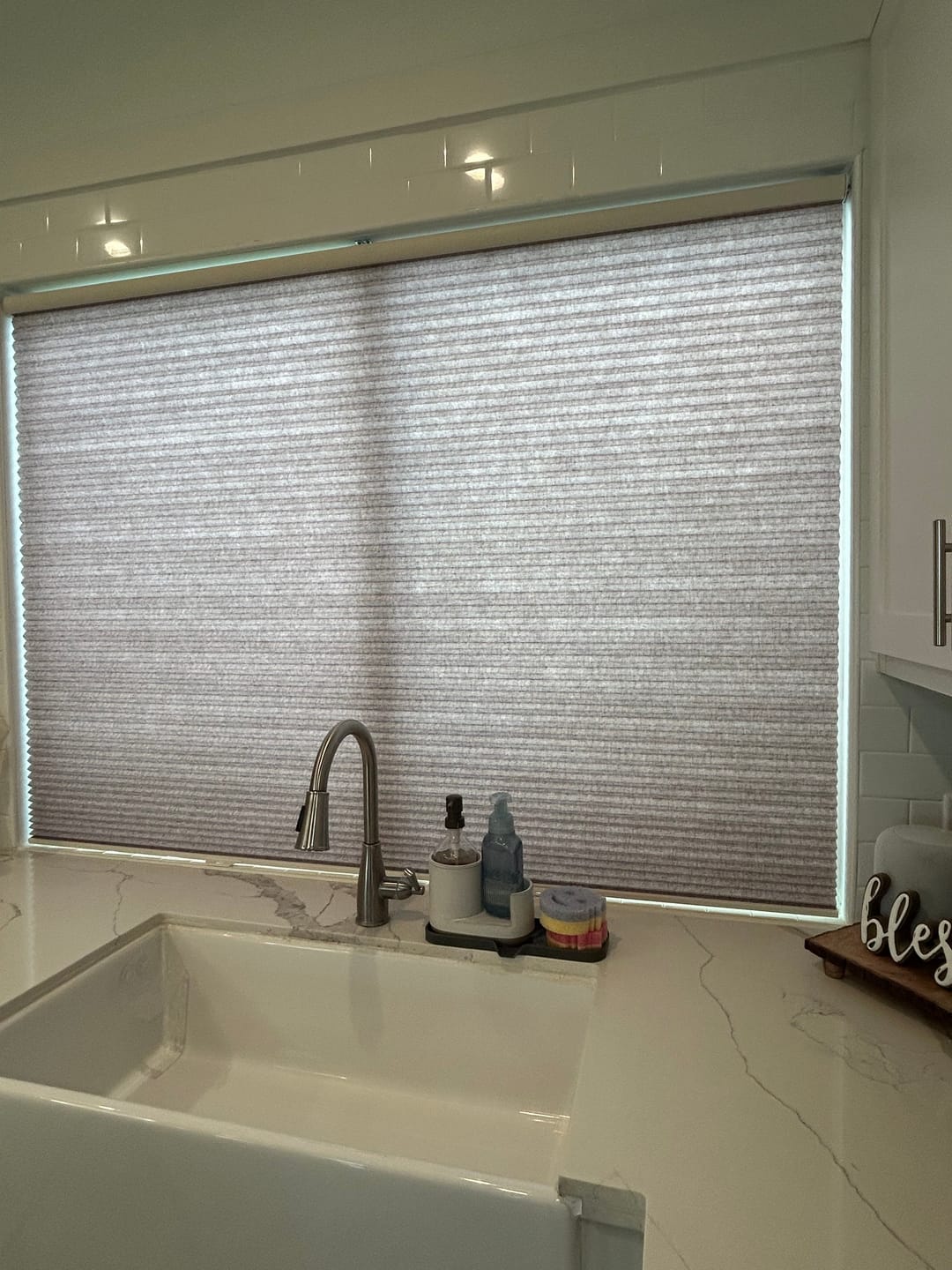 Customer photo review of Linen Premium Light Filtering Cellular Shades