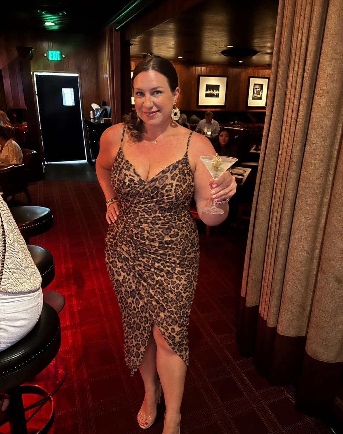 Customer photo review of Avelisse Mesh Leopard Print Midi Dress - Brown