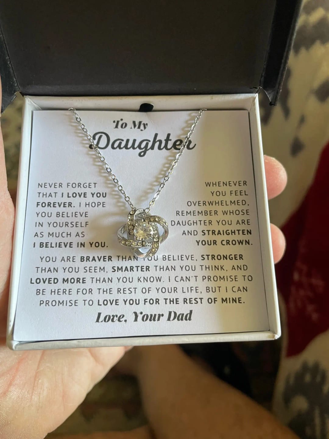 Customer photo review of To My Daughter — Always My Little Girl Forever Love Necklace