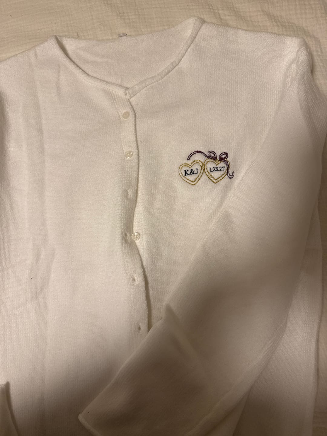 Customer photo review of Personalized Keepsake Cardigan
