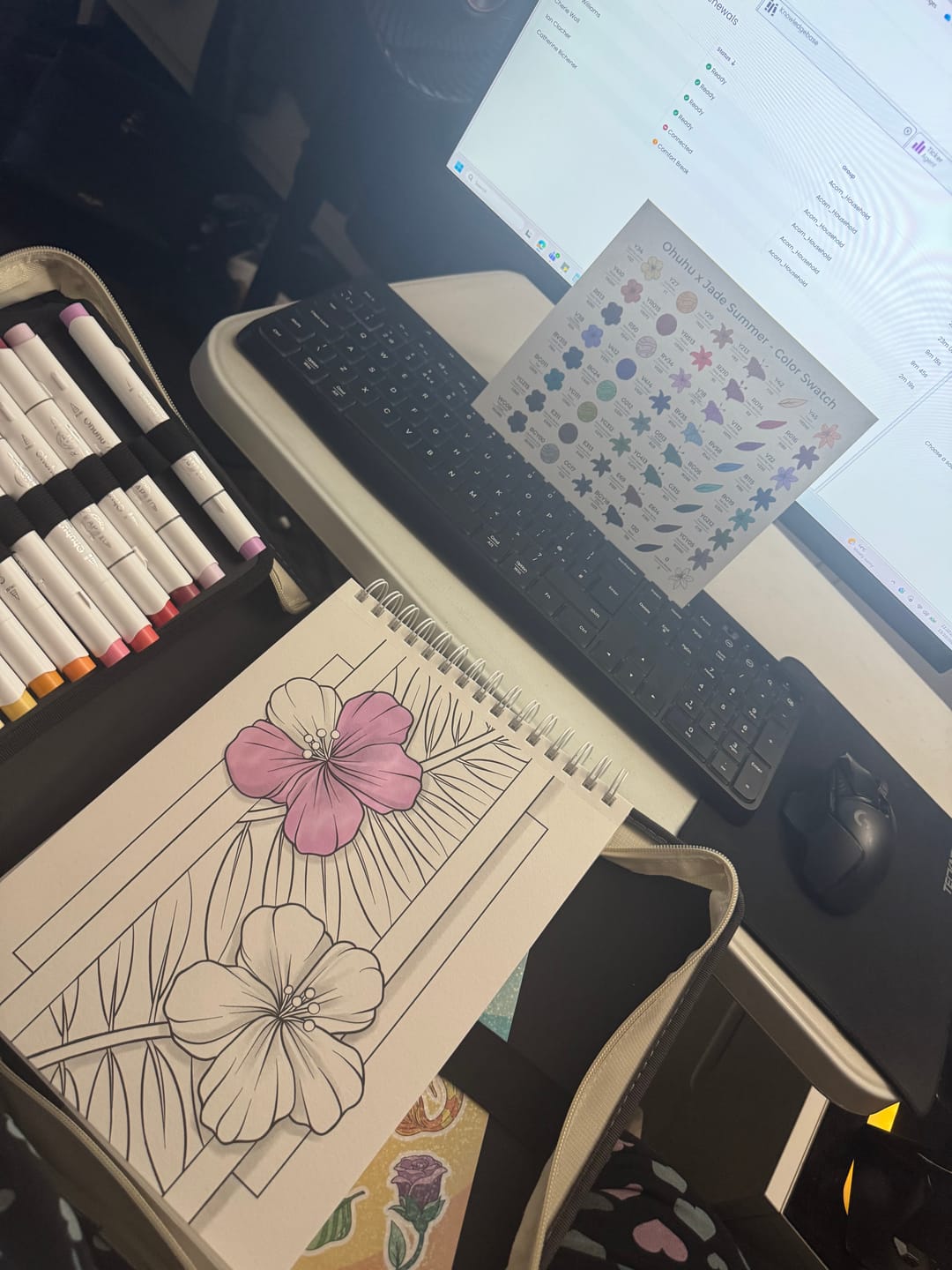 Customer photo review of Ohuhu x Jade Summer Alcohol Markers & Coloring Book Set, 48 Colors, Honolulu B, Brush & Fine Dual Tips