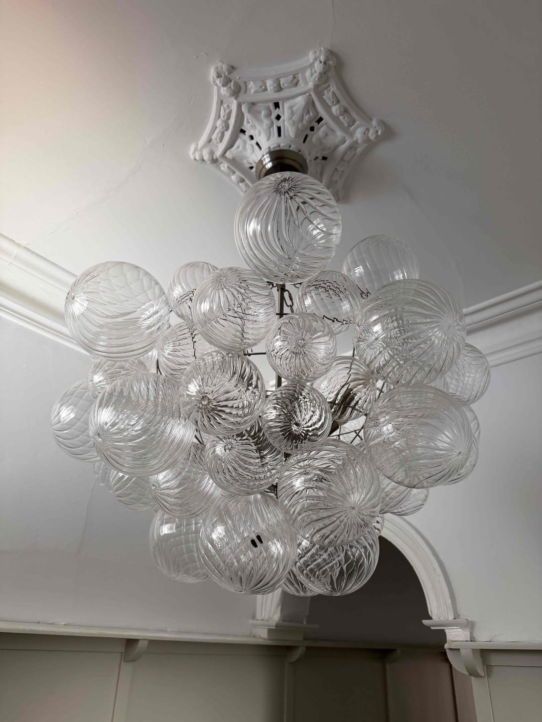 Customer photo review of Contemporary Clear Ribbed Bubble Chandelier