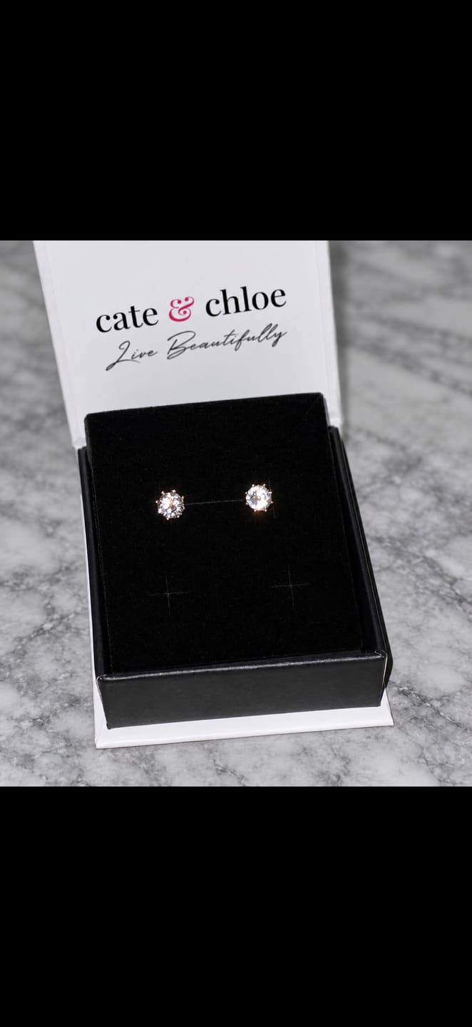 Customer photo review of Eden 18k White Gold Plated Crystal Stud Earrings with Swarovski Crystals