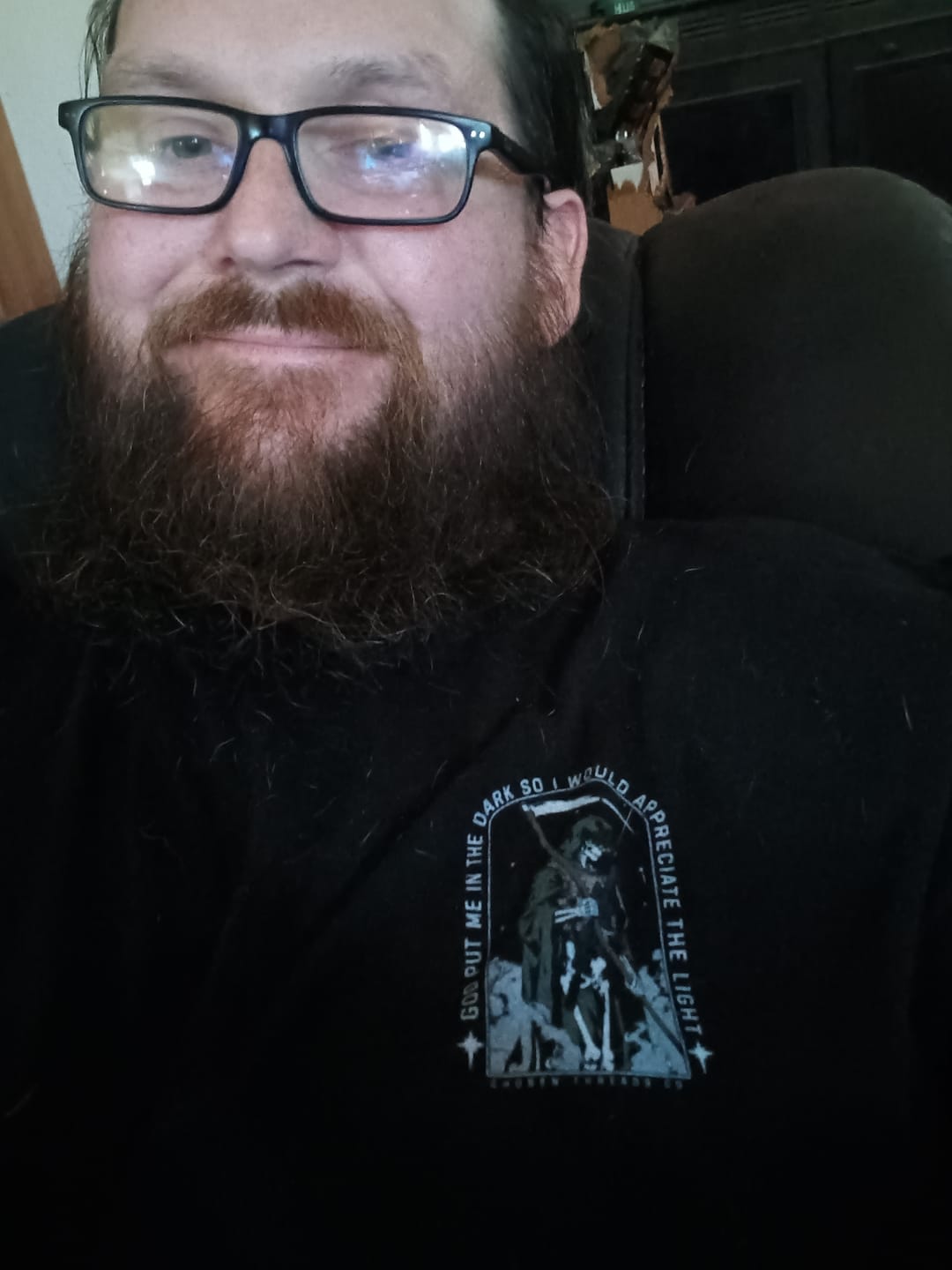 Customer photo review of God Put Me in the Dark T-Shirt